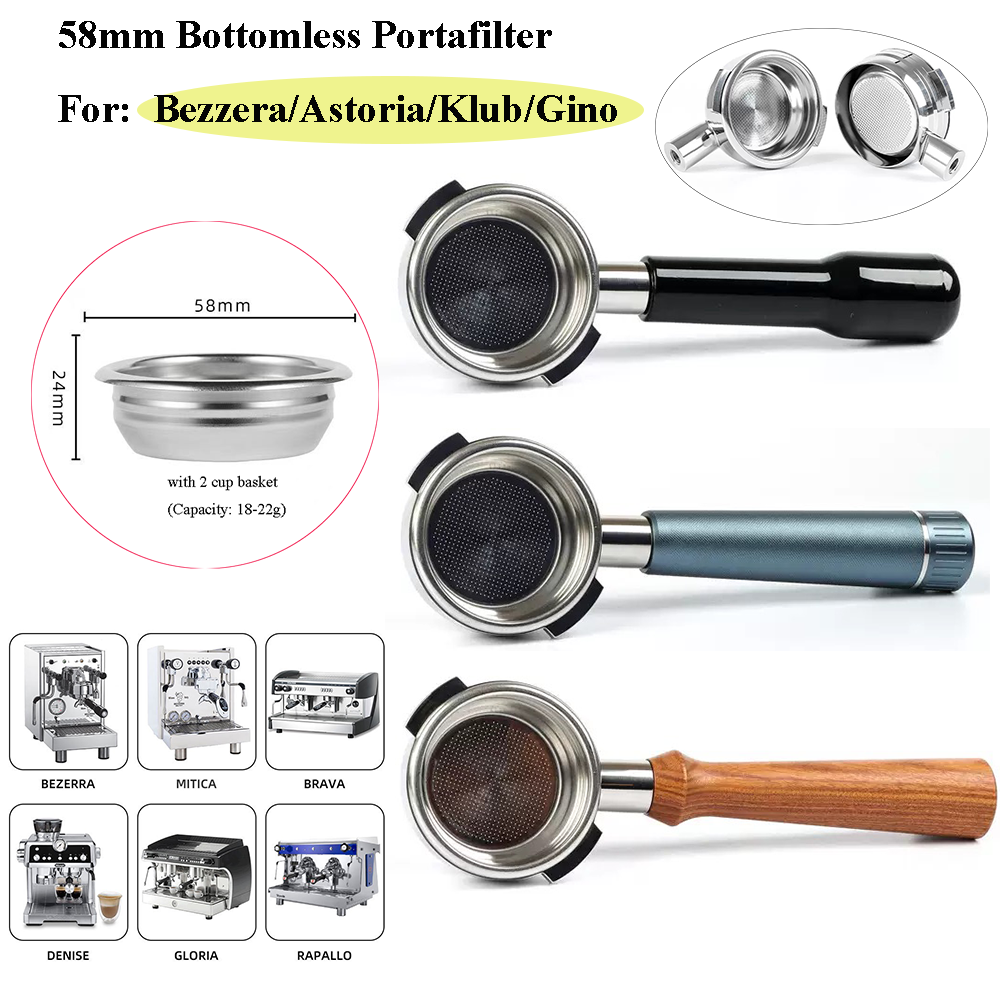 Coffee Equipment Tools - 58mm Bottomless Portafilter for Bezzera/Astoria/Klub/Gino -